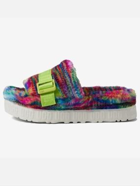 UGG Fluffita Slipper Sandals White Pixelate Multi Color Rainbow